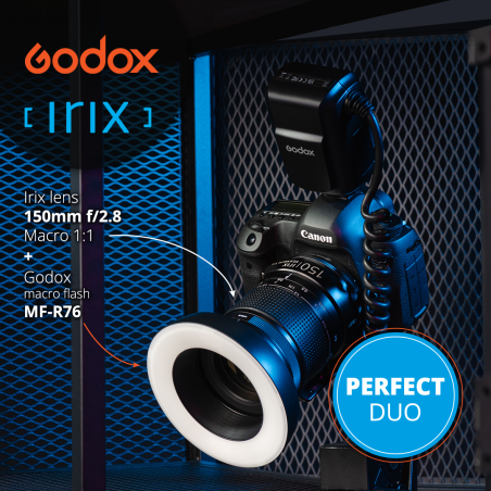 Ensemble macro Irix 150mm + Godox MF-R76 vers Nikon
