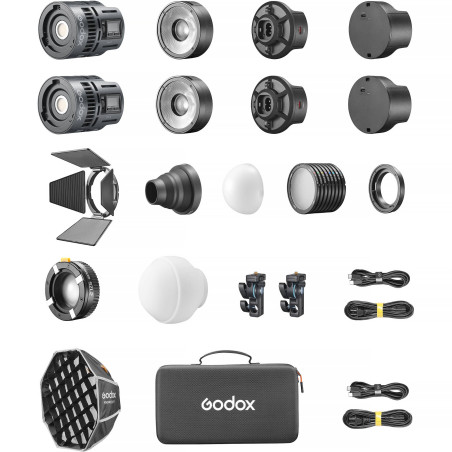 Godox RS60Bi kit 2 luzes LED bicolor com acessórios