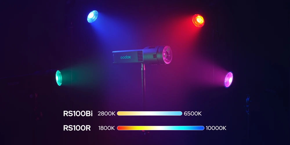 Godox RS100Bi Portable Bi-Color LED Light 100W — Applications and key specifications Godox RS100Bi Portable Bi-Color LED Light 100W — Applications and key specifications