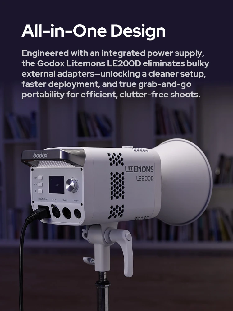 Godox Litemons LE200D Daylight LED Light 220W White — 5600K light with accurate color Godox Litemons LE200D Daylight LED Light 220W White — 5600K light with accurate color